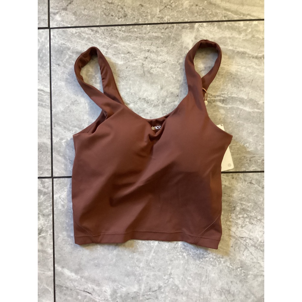 Quince Ultra-Form V-Neck Cropped Tank Redwood Brown XS LB115058-ATG001-22630